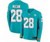 Nike Miami Dolphins #28 Bobby McCain Limited Aqua Therma Long Sleeve NFL Jersey