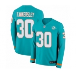 Nike Miami Dolphins #30 Cordrea Tankersley Limited Aqua Therma Long Sleeve NFL Jersey