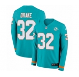 Nike Miami Dolphins #32 Kenyan Drake Limited Aqua Therma Long Sleeve NFL Jersey