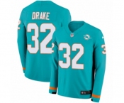 Nike Miami Dolphins #32 Kenyan Drake Limited Aqua Therma Long Sleeve NFL Jersey