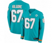 Nike Miami Dolphins #67 Daniel Kilgore Limited Aqua Therma Long Sleeve NFL Jersey
