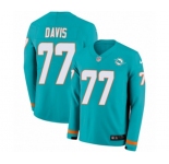 Nike Miami Dolphins #77 Jesse Davis Limited Aqua Therma Long Sleeve NFL Jersey