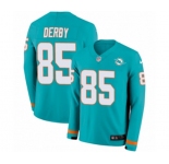 Nike Miami Dolphins #85 A.J. Derby Limited Aqua Therma Long Sleeve NFL Jersey