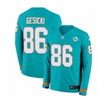 Nike Miami Dolphins #86 Mike Gesicki Limited Aqua Therma Long Sleeve NFL Jersey