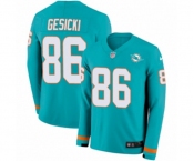 Nike Miami Dolphins #86 Mike Gesicki Limited Aqua Therma Long Sleeve NFL Jersey