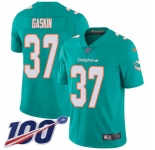 ike Dolphins #37 Myles Gaskin Aqua Green Team Color Men's Stitched NFL 100th Season Vapor Untouchable Limited Jersey