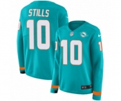 Women Nike Miami Dolphins #10 Kenny Stills Limited Aqua Therma Long Sleeve NFL Jersey