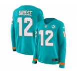 Women Nike Miami Dolphins #12 Bob Griese Limited Aqua Therma Long Sleeve NFL Jersey