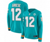 Women Nike Miami Dolphins #12 Bob Griese Limited Aqua Therma Long Sleeve NFL Jersey