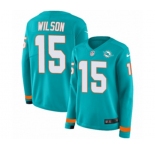 Women Nike Miami Dolphins #15 Albert Wilson Limited Aqua Therma Long Sleeve NFL Jersey