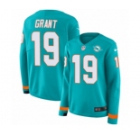 Women Nike Miami Dolphins #19 Jakeem Grant Limited Aqua Therma Long Sleeve NFL Jersey