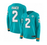 Women Nike Miami Dolphins #2 Matt Haack Limited Aqua Therma Long Sleeve NFL Jersey