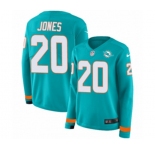Women Nike Miami Dolphins #20 Reshad Jones Limited Aqua Therma Long Sleeve NFL Jersey