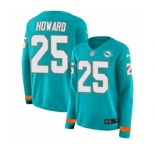 Women Nike Miami Dolphins #25 Xavien Howard Limited Aqua Therma Long Sleeve NFL Jersey