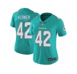 Women Nike Miami Dolphins #42 Alterraun Verner Aqua Green Team Color Vapor Untouchable Limited Player NFL Jersey