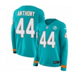 Women Nike Miami Dolphins #44 Stephone Anthony Limited Aqua Therma Long Sleeve NFL Jersey