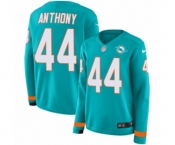 Women Nike Miami Dolphins #44 Stephone Anthony Limited Aqua Therma Long Sleeve NFL Jersey