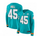 Women Nike Miami Dolphins #45 Mike Hull Limited Aqua Therma Long Sleeve NFL Jersey