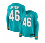 Women Nike Miami Dolphins #46 Durham Smythe Limited Aqua Therma Long Sleeve NFL Jersey