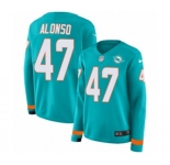 Women Nike Miami Dolphins #47 Kiko Alonso Limited Aqua Therma Long Sleeve NFL Jersey