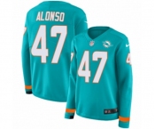 Women Nike Miami Dolphins #47 Kiko Alonso Limited Aqua Therma Long Sleeve NFL Jersey