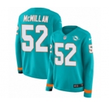 Women Nike Miami Dolphins #52 Raekwon McMillan Limited Aqua Therma Long Sleeve NFL Jersey