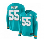 Women Nike Miami Dolphins #55 Jerome Baker Limited Aqua Therma Long Sleeve NFL Jersey