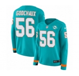 Women Nike Miami Dolphins #56 Davon Godchaux Limited Aqua Therma Long Sleeve NFL Jersey