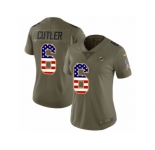 Women Nike Miami Dolphins #6 Jay Cutler Limited Olive USA Flag 2017 Salute to Service NFL Jersey