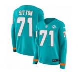 Women Nike Miami Dolphins #71 Josh Sitton Limited Aqua Therma Long Sleeve NFL Jersey