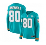 Women Nike Miami Dolphins #80 Danny Amendola Limited Aqua Therma Long Sleeve NFL Jersey
