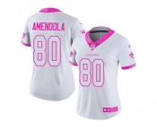 Women Nike Miami Dolphins #80 Danny Amendola White Pink Stitched NFL Limited Rush Fashion Jersey