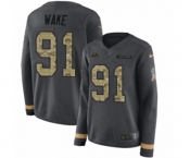 Women Nike Miami Dolphins #91 Cameron Wake Limited Black Salute to Service Therma Long Sleeve NFL Jersey