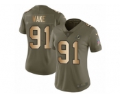 Women Nike Miami Dolphins #91 Cameron Wake Limited Olive Gold 2017 Salute to Service NFL Jersey
