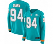 Women Nike Miami Dolphins #94 Robert Quinn Limited Aqua Therma Long Sleeve NFL Jersey