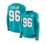 Women Nike Miami Dolphins #96 Vincent Taylor Limited Aqua Therma Long Sleeve NFL Jersey