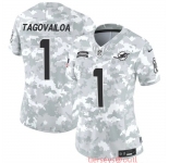 Women's Miami Dolphins #1 Tua Tagovailoa 2024 F.U.S.E Arctic Camo Salute To Service Limited Stitched Football Jersey