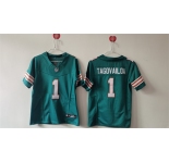Women's Miami Dolphins #1 Tua Tagovailoa Aqua F.U.S.E Vapor Untouchable Stitched Jersey