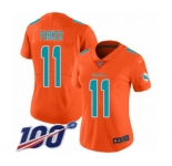 Women's Miami Dolphins #11 DeVante Parker Limited Orange Inverted Legend 100th Season Football Jersey