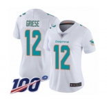 Women's Miami Dolphins #12 Bob Griese White Vapor Untouchable Limited Player 100th Season Football Jersey