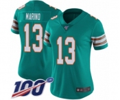 Women's Miami Dolphins #13 Dan Marino Aqua Green Alternate Vapor Untouchable Limited Player 100th Season Football Jersey