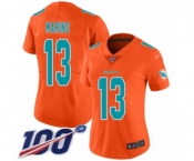 Women's Miami Dolphins #13 Dan Marino Limited Orange Inverted Legend 100th Season Football Jersey