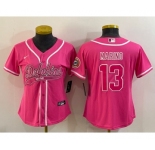 Women's Miami Dolphins #13 Dan Marino Pink With Patch Cool Base Stitched Baseball Jersey