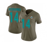 Women's Miami Dolphins #14 Ryan Fitzpatrick Limited Olive 2017 Salute to Service Football Jersey