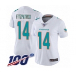 Women's Miami Dolphins #14 Ryan Fitzpatrick White Vapor Untouchable Limited Player 100th Season Football Jersey