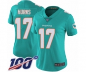 Women's Miami Dolphins #17 Allen Hurns Aqua Green Team Color Vapor Untouchable Limited Player 100th Season Football Jersey