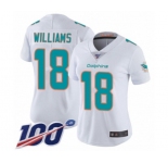 Women's Miami Dolphins #18 Preston Williams White Vapor Untouchable Limited Player 100th Season Football Jersey