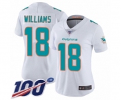 Women's Miami Dolphins #18 Preston Williams White Vapor Untouchable Limited Player 100th Season Football Jersey