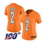 Women's Miami Dolphins #2 Matt Haack Limited Orange Rush Vapor Untouchable 100th Season Football Jersey