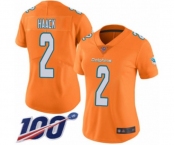 Women's Miami Dolphins #2 Matt Haack Limited Orange Rush Vapor Untouchable 100th Season Football Jersey